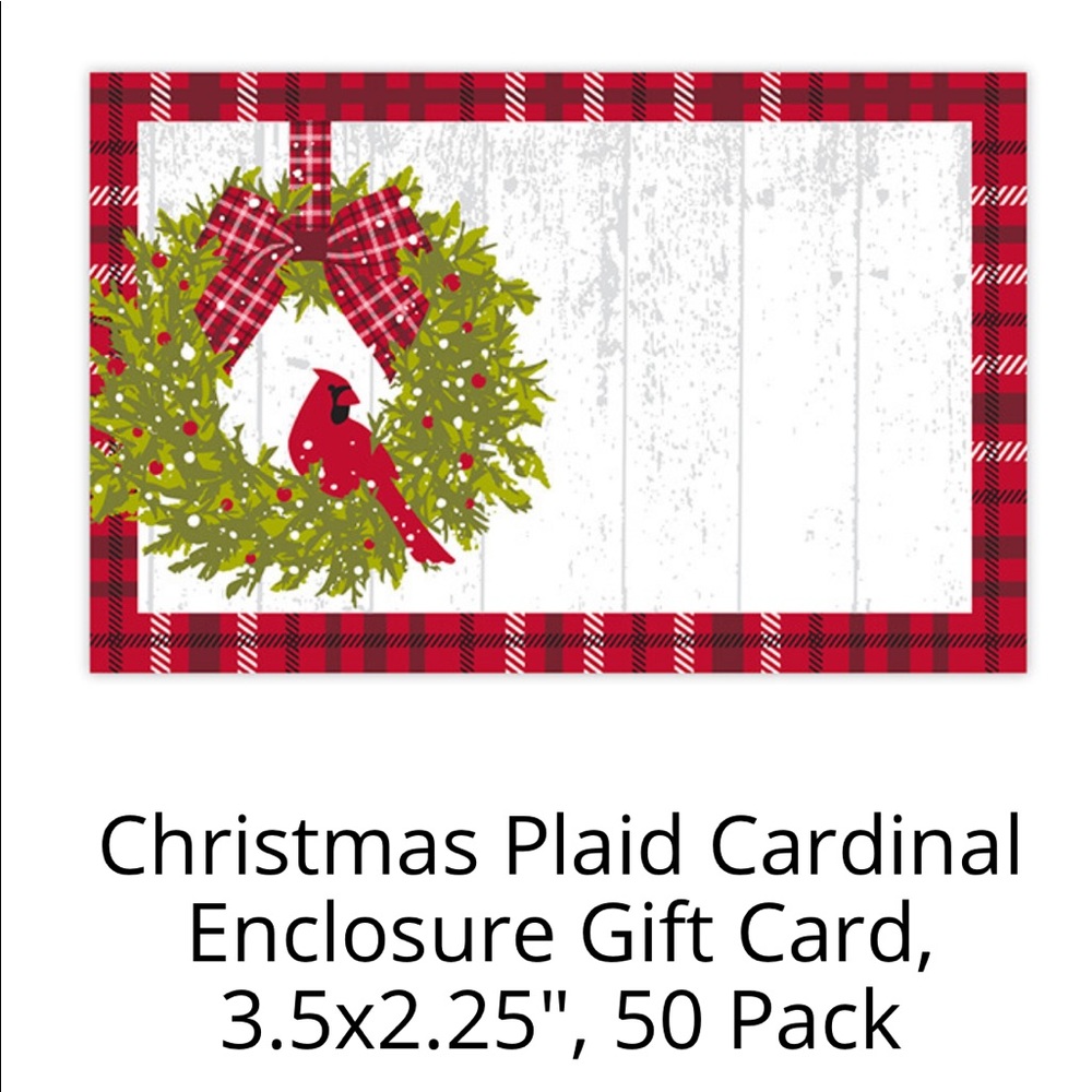 50 Cardinal Plaid Enclosure Cards CLEARANCE - Picture 3 of 5
